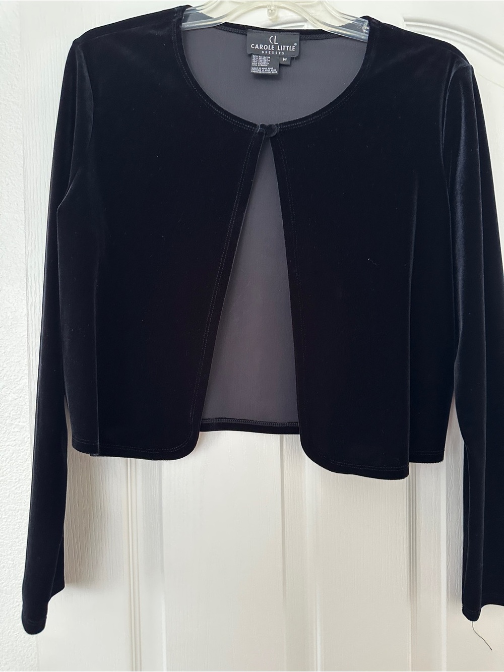 Carole Little Black Velvet Cropped Cardigan Jacket